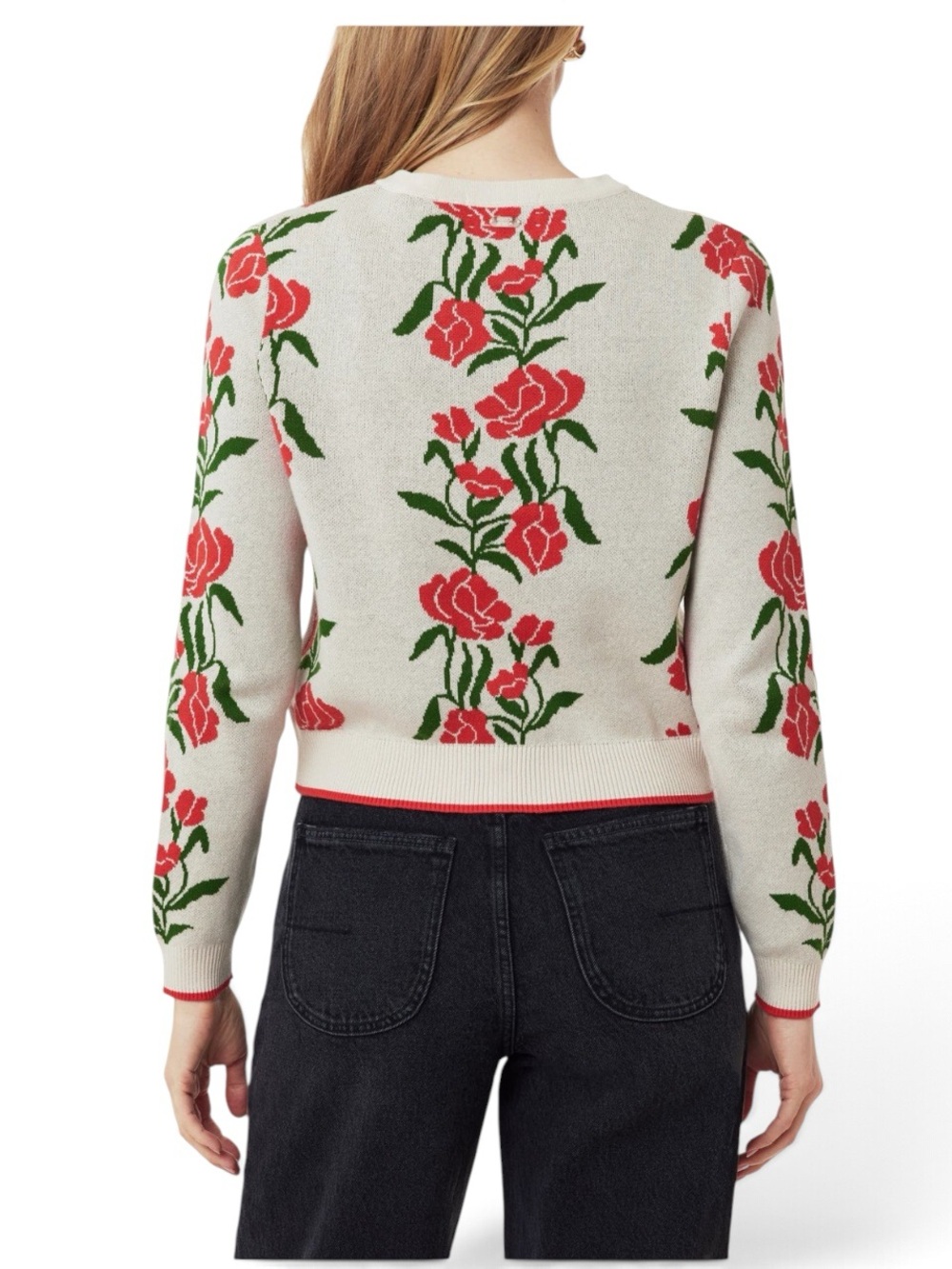 Scotch & Soda Poinsettia Crewneck 100% Cotton Cardigan Sweater Size Med-NWT - Picture 2 of 16